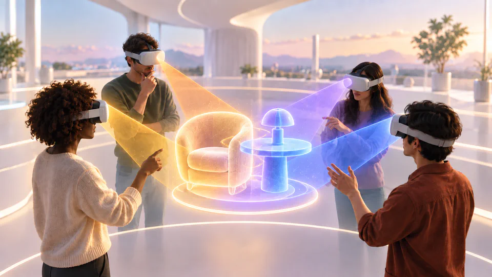 A virtual-reality group shopping scene